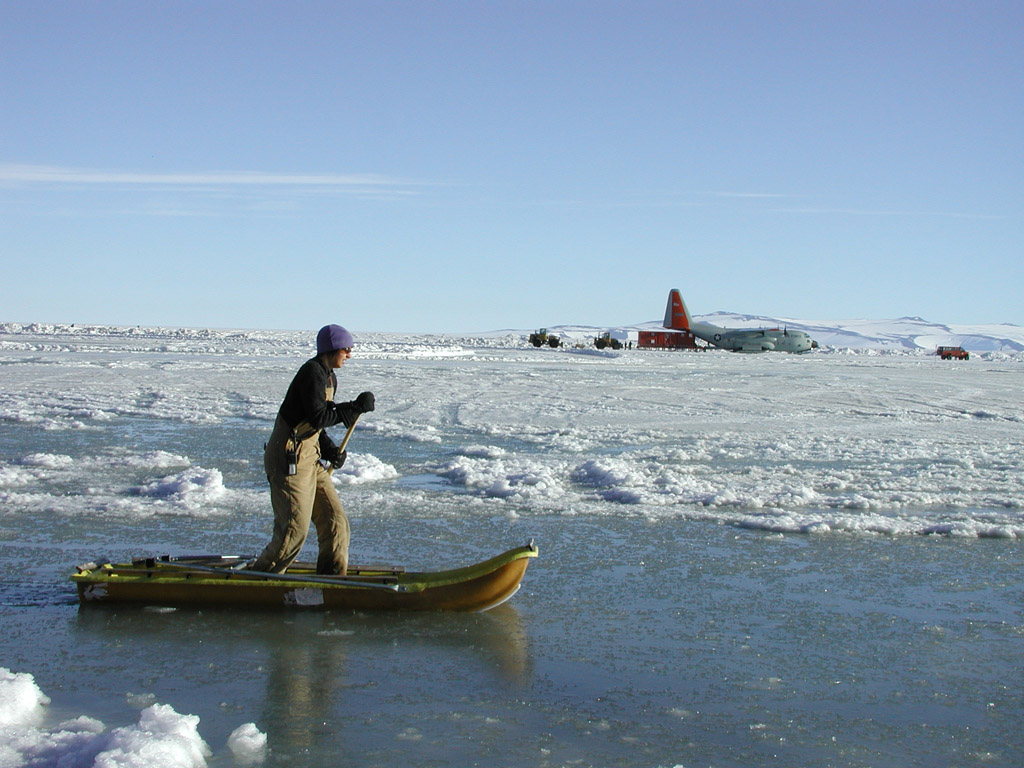 Rowing through frozen waters