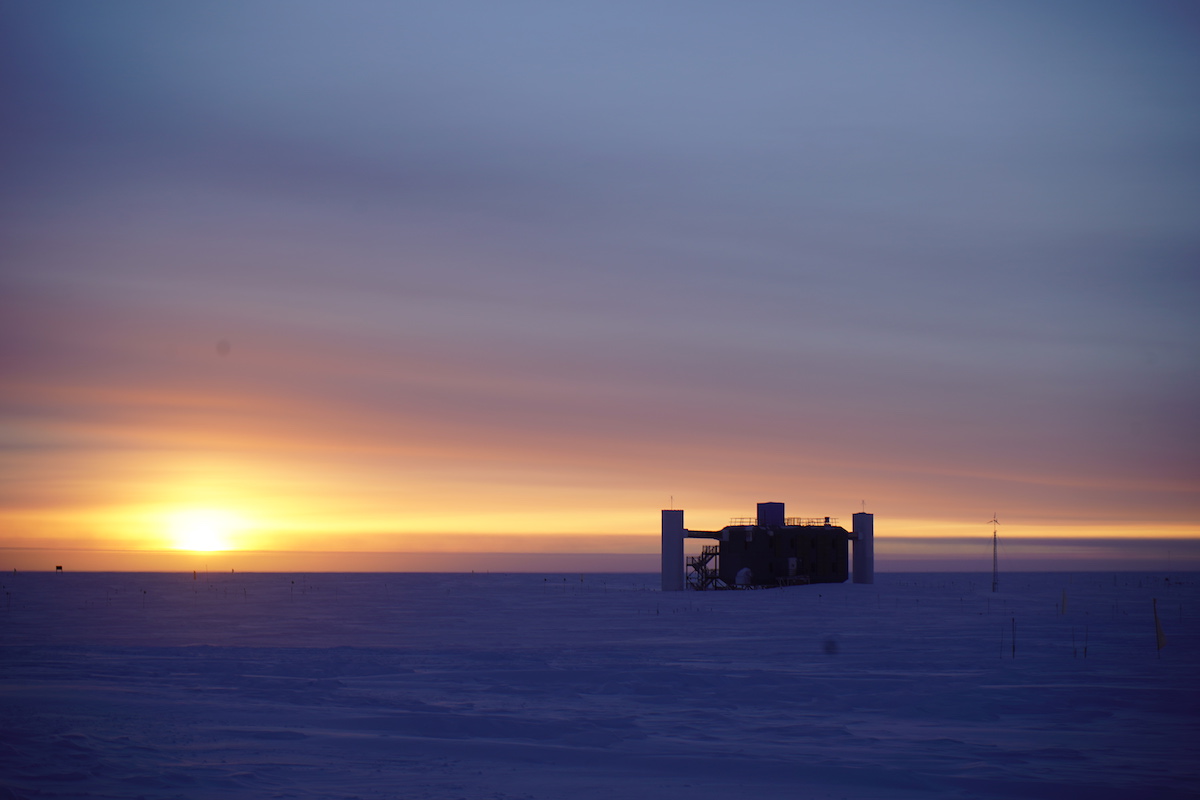 Sunset behind the IceCube Lab